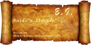 Balás Ildikó névjegykártya